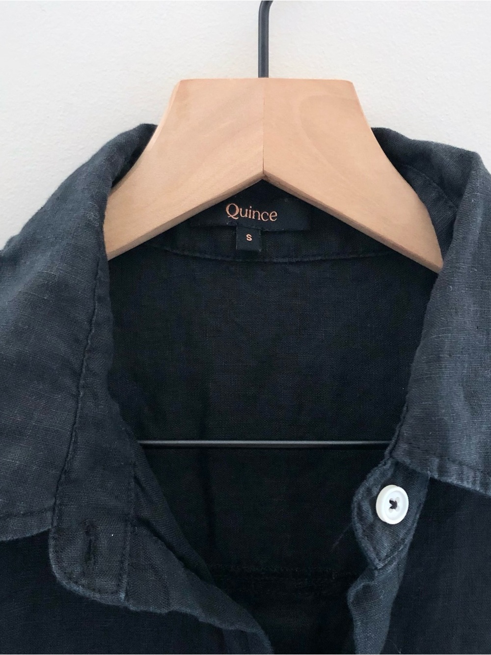 Quince Black Short-Sleeve Button-Down Linen Shirt - Picture 2 of 4